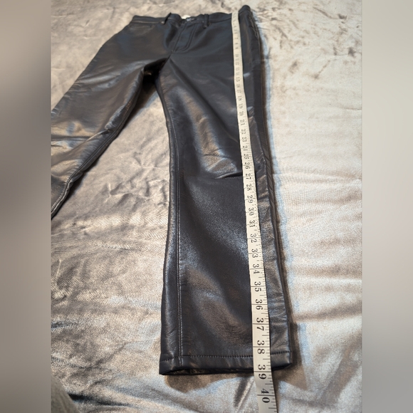 Agolde Recycled Leather Pants Womens 29 90s Pinch High Waist Charcoal Grey - Picture 4 of 11